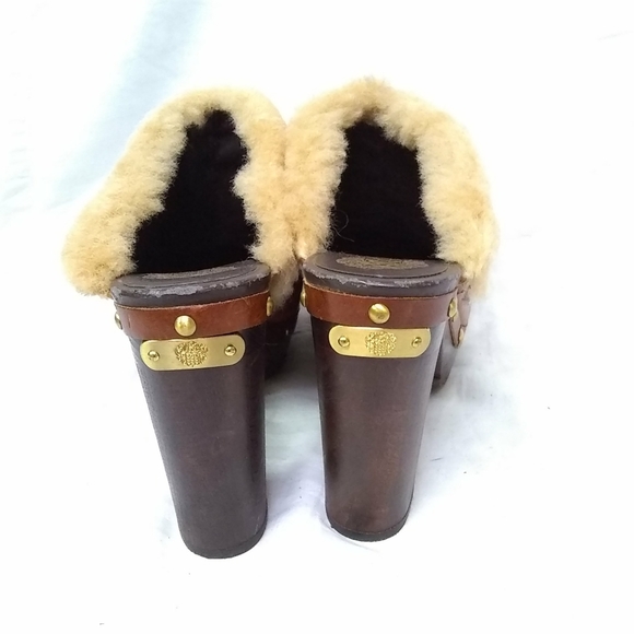 Vince Camuto Women's Shoes Leather Tan Embellish Studded Mules Clogs Sz 9.5B - Picture 5 of 7